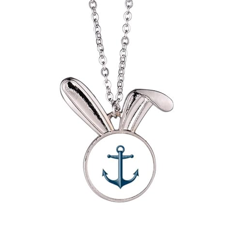 Collier pendentif lapin bleu militaire marine en acier | Anchor Adralty
