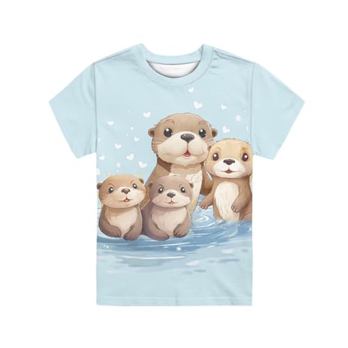Image of JEOCODY Boys Girls Graphic Tees Funny 3D Printed Short Sleeve T-Shirts 3-16T