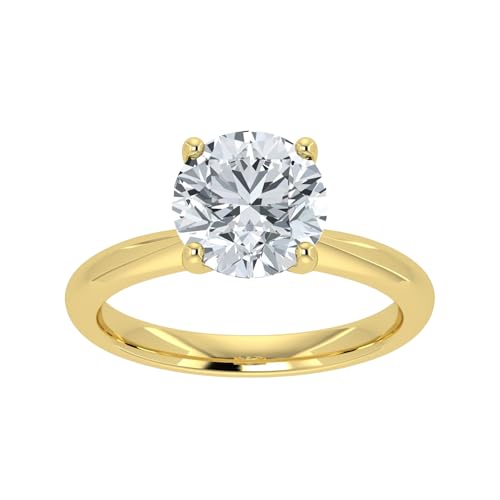 IGI Certified 1.00-5.00 Carat Solitaire Lab Grow Diamond Engagement Ring for Women 14k White & Yellow Gold 4 Prong (E-F Color VS1-VS2 Eye Clean Clarity)