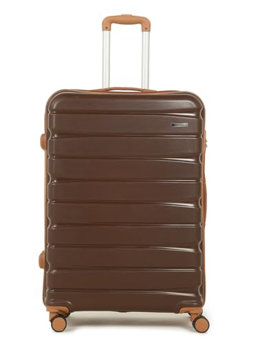 Image of Teakwood MA Trolley Bag, Hard with Zipper Closure, Adjustable Push Button & Cross Side Strap, Number Lock System 360 Degree (Brown, Set of 3)