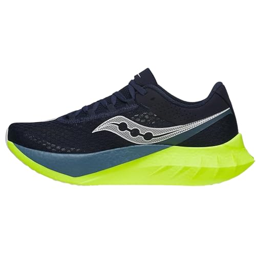 Saucony Men's Endorphin Pro 4 Sneaker, Navy/Citron, 10.5
