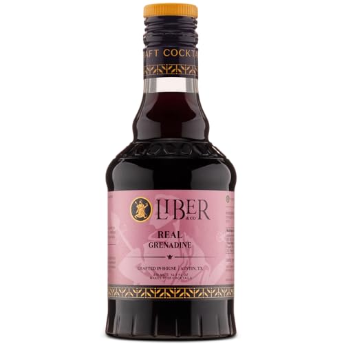 Liber & Co. Real Grenadine Syrup - Drink and Cocktail Mixer with 65% Cold-Pressed Pomegranate Juice & Orange Blossom Water - All Natural, No Dyes - Essential for Tequila Sunrise, Shirley Temples, Sodas & Classic Cocktails (12.7 oz)