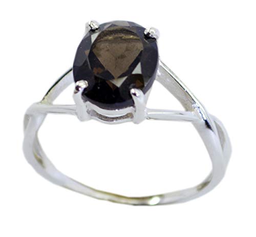 Bague en argent avec quartz fumé marron véritable le cadeau élégant pour un anniversaire