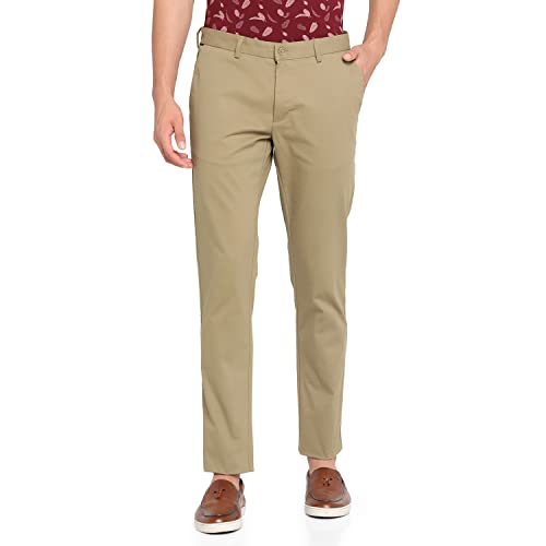 Image of Blackberrys Men Khaki Solid Trousers