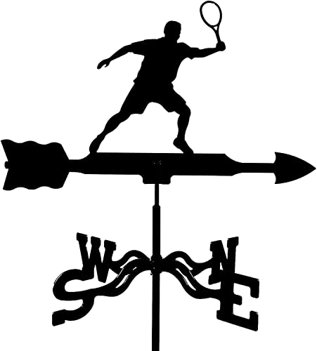 Girouette de tennis en métal noir pour toit de maison et jardin