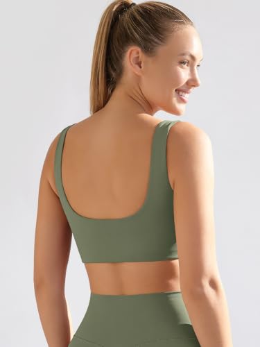 Image of ODODOS Square Neck Sports Bra for Women Wirefree Non Padded Yoga Tank Workout Crop Tops