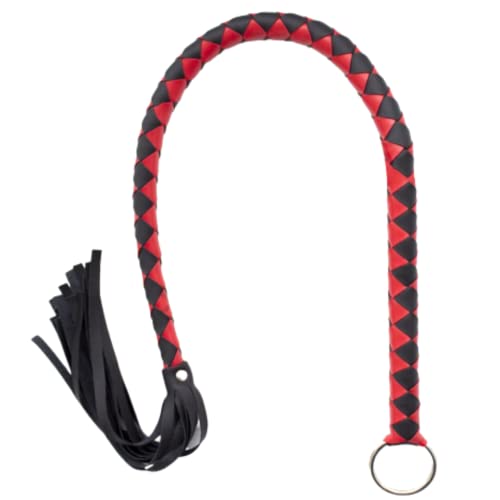 Chicote Longo em Tiras Super Fibra na cor Vermelho e Preto