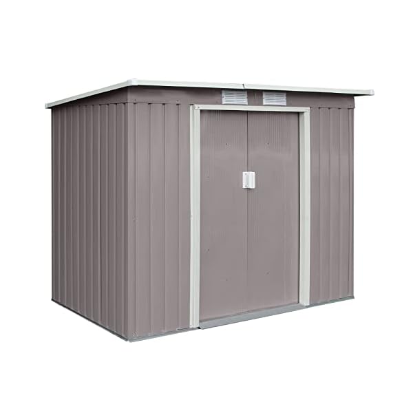 SVITA P100 Metall Gerätehaus 213×130×173cm Geräteschuppen Schuppen Gartenhaus Outdoor (Hellgrau)
