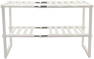 Trintion Under Sink Shelf 50cm to 70cm Adjustable Kitchen Rack Organizer Expandable Storage Tidy Shelf Unit Organizer for Shelving Unit