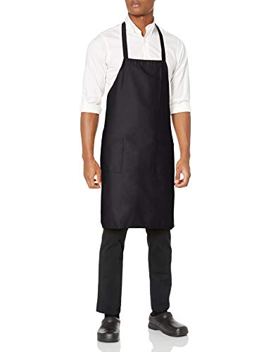 Uncommon Threads Unisex Bib Apron 3 Pockets, Black, One Size