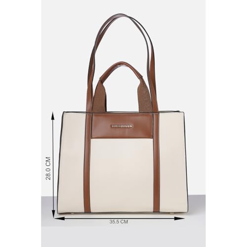 Image of Van Heusen Women's Tote Bag| Brown Contrast Lining | Fits Upto 13 Inch Laptop | Office Bag for Work