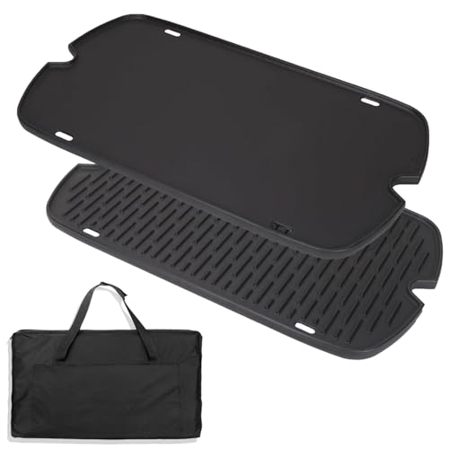 Griddle for Weber Traveler Grill 9010001 9020001 9030001 7034 Cast Iron Griddle Insert Replacement Parts for Weber Traveler Portable Grill 9013001 9011701 Flat Top Griddle Accessories with Carry Bag