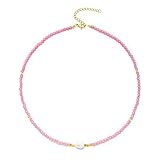 ERNAULO Collares de cuentas coloridas para mujer, gargantilla de perlas de acero inoxidable chapado en oro de 18 quilates