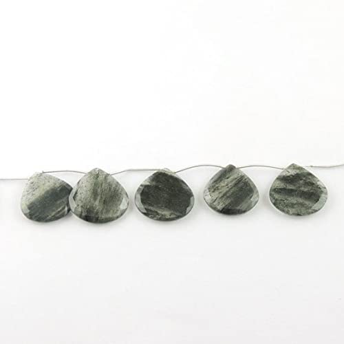 Quartz rutilé noir perles cœurs d'exception en cristal de roche et tourmaline pour haute joaillerie