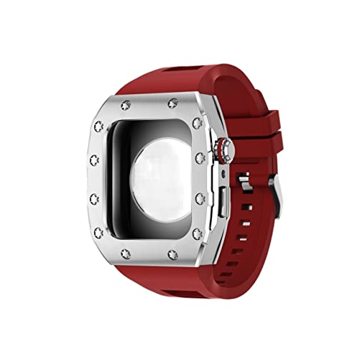 Kit modification Apple Watch 45mm boîtier acier bracelet caoutchouc iWatch 8 7 6 SE