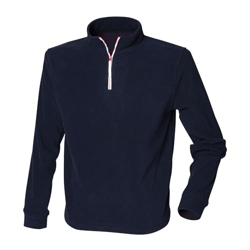 Image of Finden & Hales Mens Microfleece Zip Neck Fleece Top (L) (Navy/White)