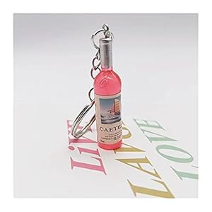 Hongtai Schattige hars bier wijn fles sleutelhanger geassorteerde kleuren auto tas sleutelhanger hanger (Color : Red)