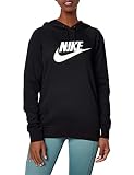 Nike Sportswear Women's Essential Fleece Pullover Hoodie (Black/White, X-Large)