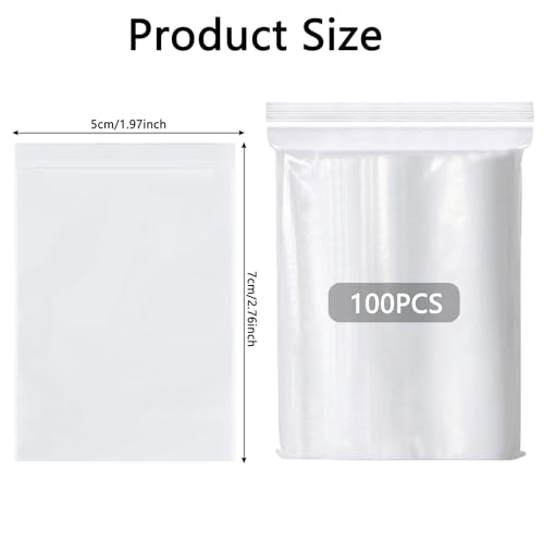 5x7cm Small Plastic Pouch - 100Pcs Small Grip Seal Bags, Poly Zip Lock Clear Bags, Resealable Mini Pouch Transparent Baggies, Sealable Storage Pouches for Jewellery, Drugs, Candies
