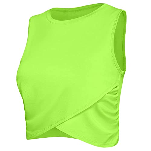Image of Yoga Crop Tops Dance Tops Fitted Workout Crop Tops Yoga Tank Tops Athletic Sports Shirts for Women