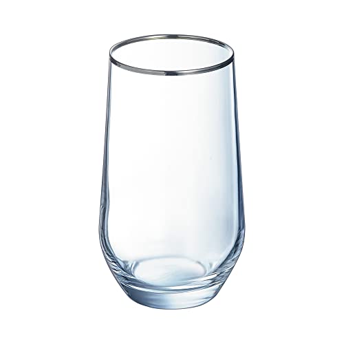 Eclat Q1479 - Vaso con forma alta (40 cl), borde plateado