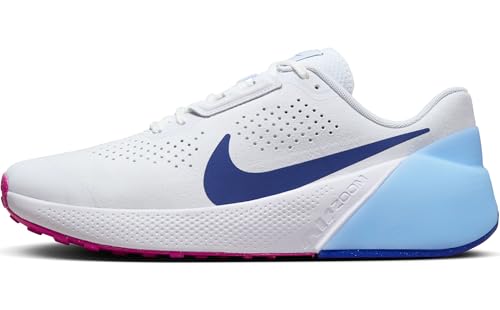 Nike Air Zoom TR 1 Men's Workout Shoes (DX9016-102, White/Aquarius Blue/Fierce Pink/Deep Royal Blue) Size 9