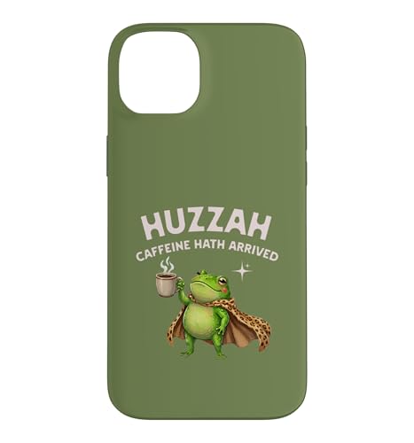 Huzzah Caffeine Hath Arrived Frog Coffee Lover �t�@���^�W�[T�V���c �X�}�z�P�[�X iPhone 14 Plus �p