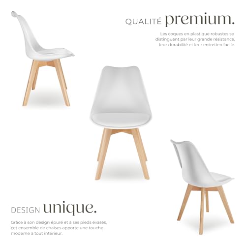 Lot 2 Chaises Scandinaves Blanc Rembourrées TecTake GmbH