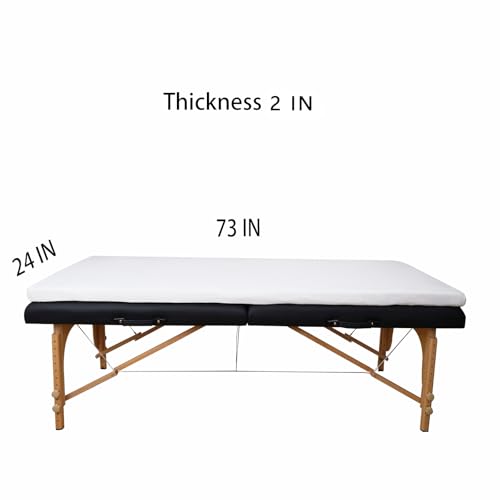 Lash Bed Foam Topper for Massage, 73x24x2 inch White Memory Foam, Removable Cover, Non-Slip Elastic Bands by Lxztayuk - Used condition - Image 2