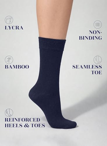 Image of Hugh Ugoli Women's Thin Soft Rayon Derived from Bamboo Crew Socks for Dress, Trouser, Seamless Toe & Non-Binding, 5-8 /9-11