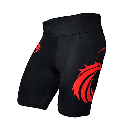 Phoenix Fight Gear Rise Vale Tudo Shorts for Men, MMA Gear Compression Mixed Martial Arts Shorts, Martial Arts Apparel Grappling Lycra Shorts in Yellow, Gray, Blue, Black and White (Black, Medium)