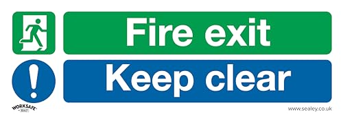 Sealey SS18P10 Fire Exit Keep Clear - Safe Conditions Safety Sign - Rigid Plastic - Pack of 10