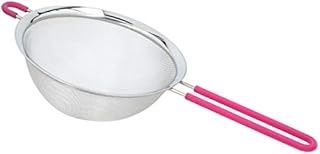 Edco Stainless Steel Strainer Mesh Sieve with Silicone Handle - 13.5cm or 20cm - Coloured (Pink, 20cm)