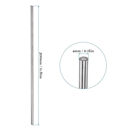 QUARKZMAN 300 mm x 4 mm 304 Edelstahl x 2 STK. Lineare Welle Metrische Rundstangen Stangen Grundmaterial für Heimwerker