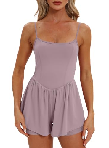 Beaully Women's Summer Sleeveless Rompers Spaghetti Strap Double Lined Jumpsuit