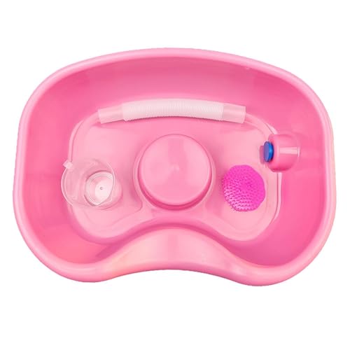 Zanthicia Durable Shampoo Basin Wash Hair in Bed Innovative Rinse Basin Sink Attachment Best Option for Seniors Users Mobile Cleaning Wash Bowl Hair Tub Bedridden, Pink, 46x35x12cm