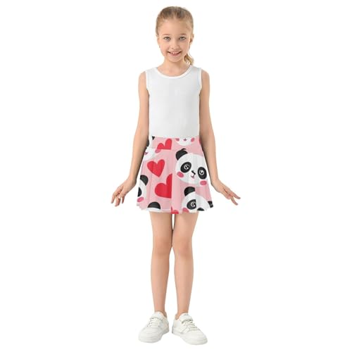 Girls' Shorts Athletic Skorts Cute Panda Red Hearts Tennis Skirts Toddler Summer School Skirt 3t3