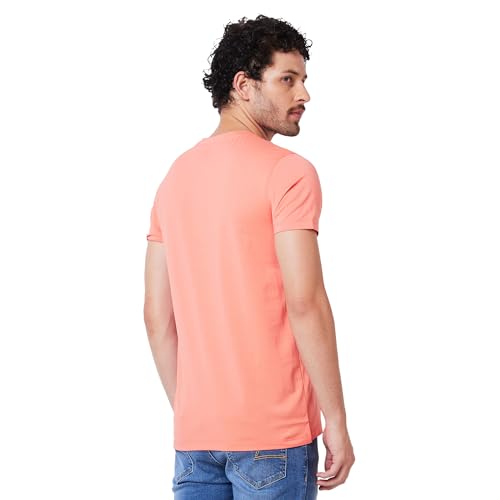 Image of Spykar Men's Slim Fit Round Neck Half Sleeve Solid Casual T-Shirt