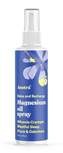 ASUTRA Zechstein Pure Magnesium Oil Spray for Feet and Leg Cramps Topical Magnesium Spray for Tired Muscles and Better Sleep Concentrated Sensitive Skin Formula Less Sting Less Itch (4 Fl Oz)
