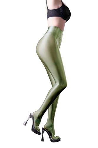 Image of Ultra Sheer Workout Leggings Shiny Tights for Women Control Top to Waist Pantyhose Tummy Control Glossy Panty Hose