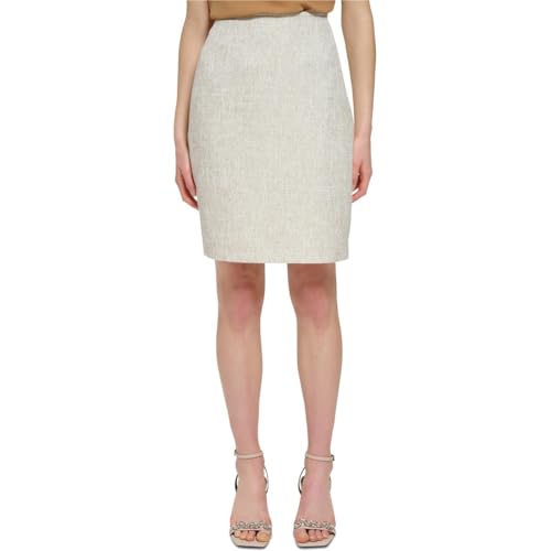 Calvin Klein Womens Above Knee Back Slit Pencil Skirt Beige 14