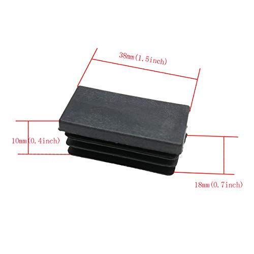 Image of XMHF Rectangle Tubing Black Plastic Plug Fence Post Pipe Chair Glide Insert Finishing Caps 20 Pcs
