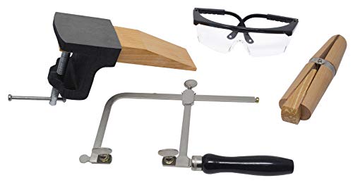Jewelers Bench Jewelers Saw Frame Tool Set Bench Pin Anvil Block with Clamp Saw Frame Ring Clamp Metal Jewelry Making Kit