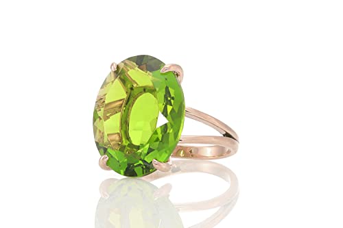 Anemone Jewelry Peridot Ring In 14K Rose Gold Filling - Vibrant Peridot Jewelry For Women - Artisan Rings, Simple Rings, Birthstone Rings, Statement Rings - Jewelry Box Included #TOP28