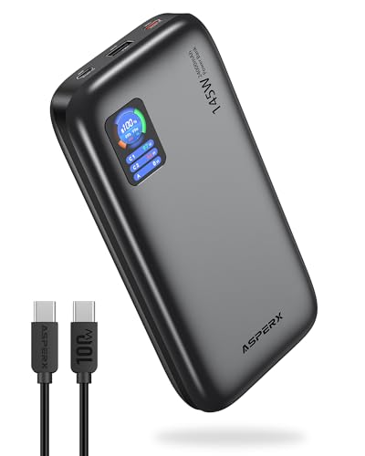ASPERX 24000mAh 145W Power Bank, Laptop Portable Charger with TFT Smart Display, 3-Port USB C PD 3.1 Fast Charging Battery Pack for iPhone 16/15/14, Galaxy S24, Dell, HP, iPad, AirPods, etc. ASPERX 24000mAh 145W Power Bank, Laptop Portable Charger with TFT Smart Display, 3-Port USB C PD 3.1 Fast Charging Battery Pack for iPhone 16/15/14, Galaxy S24, Dell, HP, iPad, AirPods, etc.