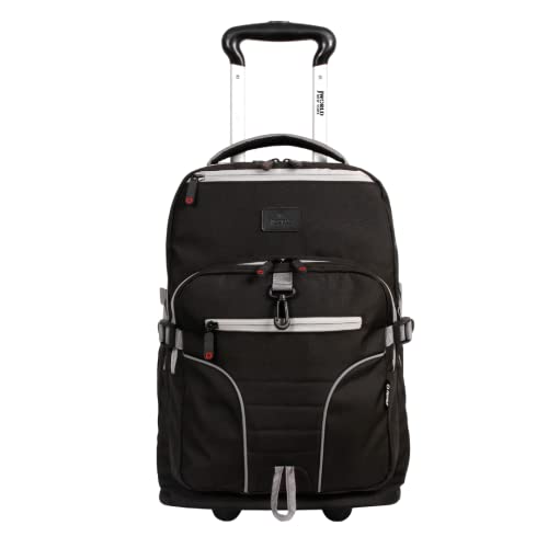 Image of J World Lunar Rolling Backpack. Laptop Bag With Wheels. Wheeled Carry-On Travel Luggage, Black, 19.5 x 13 x 8 Inches