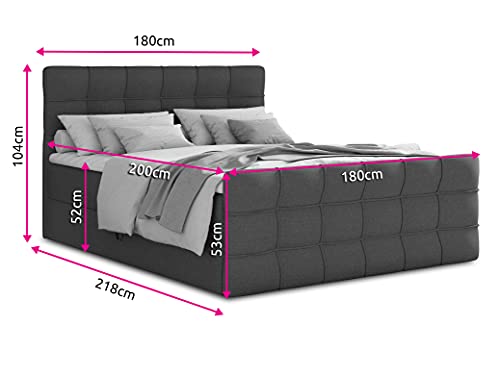 Sofnet Boxspringbett Best Lux mit Fußteil, 2 Bettkästen und Topper - Doppelbett, Bonell-Matratze, Polsterbett, Bett, Betten, Bettgestell, Schlafzimmer (Graphit (Inari 94), 180 x 200 cm) – Bild 4