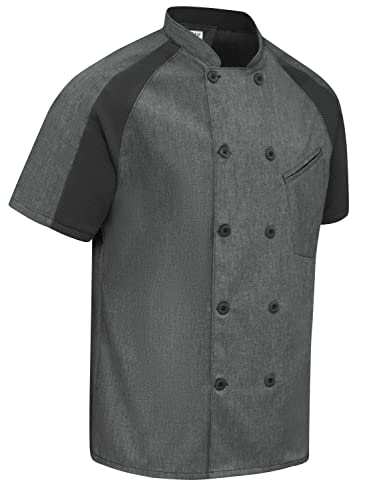 Red Kap Mens Airflow Raglan Coat With Oilblok Chef S Jacket, Charcoal Heather With Charcoal/ Black Mesh, Large Us #TOP3