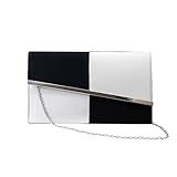 KEENICI Womens PU Leather Envelope Clutch Bag for Women Evening Handbags Shoulder Bags (Black and White)