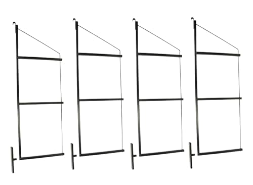 Mytee Products 4 Pack of 3 Tier Shipping Container Shelving Bracket with 18"(D) x 60"(H) - Black Powder Coated Steel Shelf Brackets for Heavy Duty Trailer Containers - Easy to Assemble & Remove